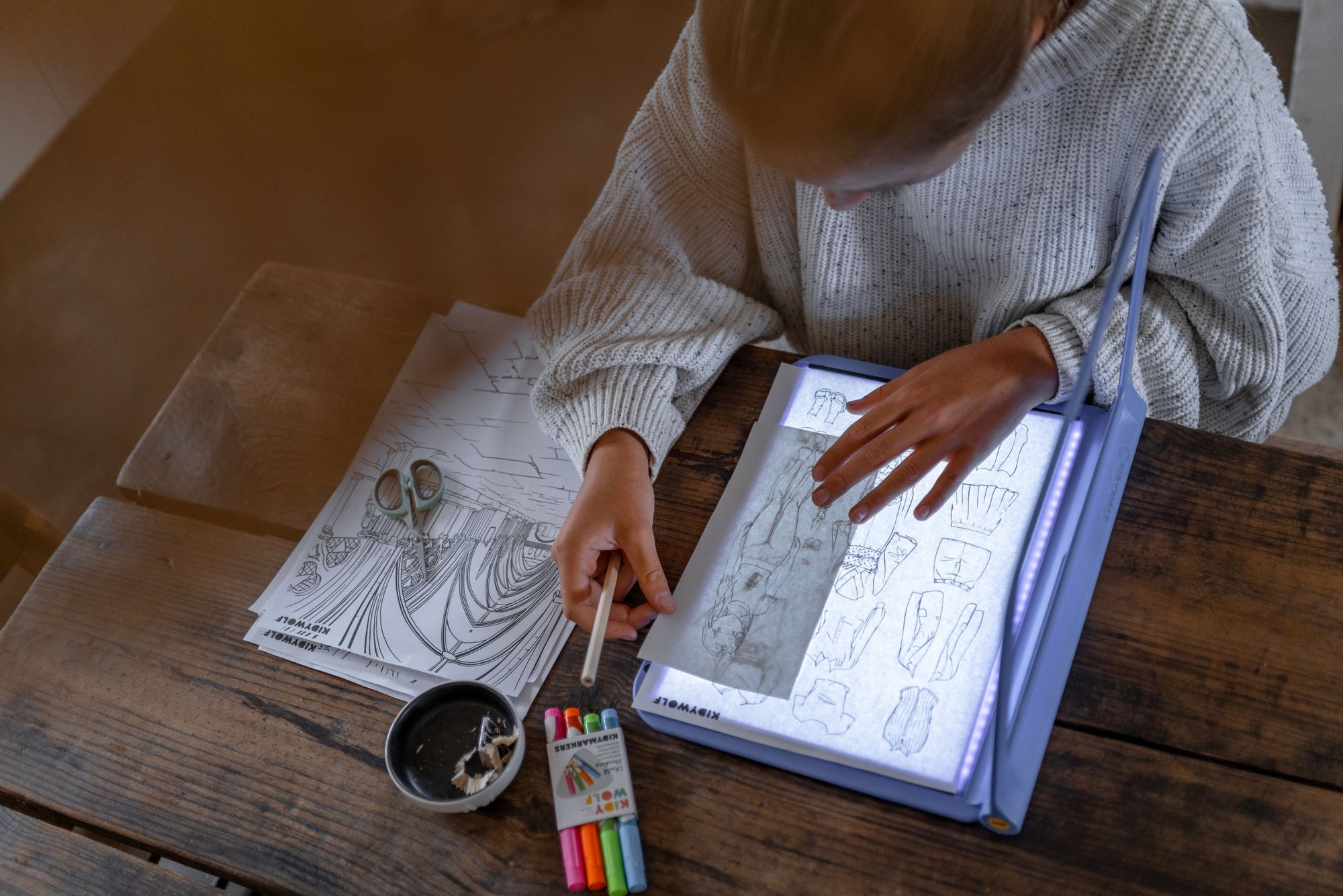 Kidydraw PRO blauw manga - lichtgevend tekenbord